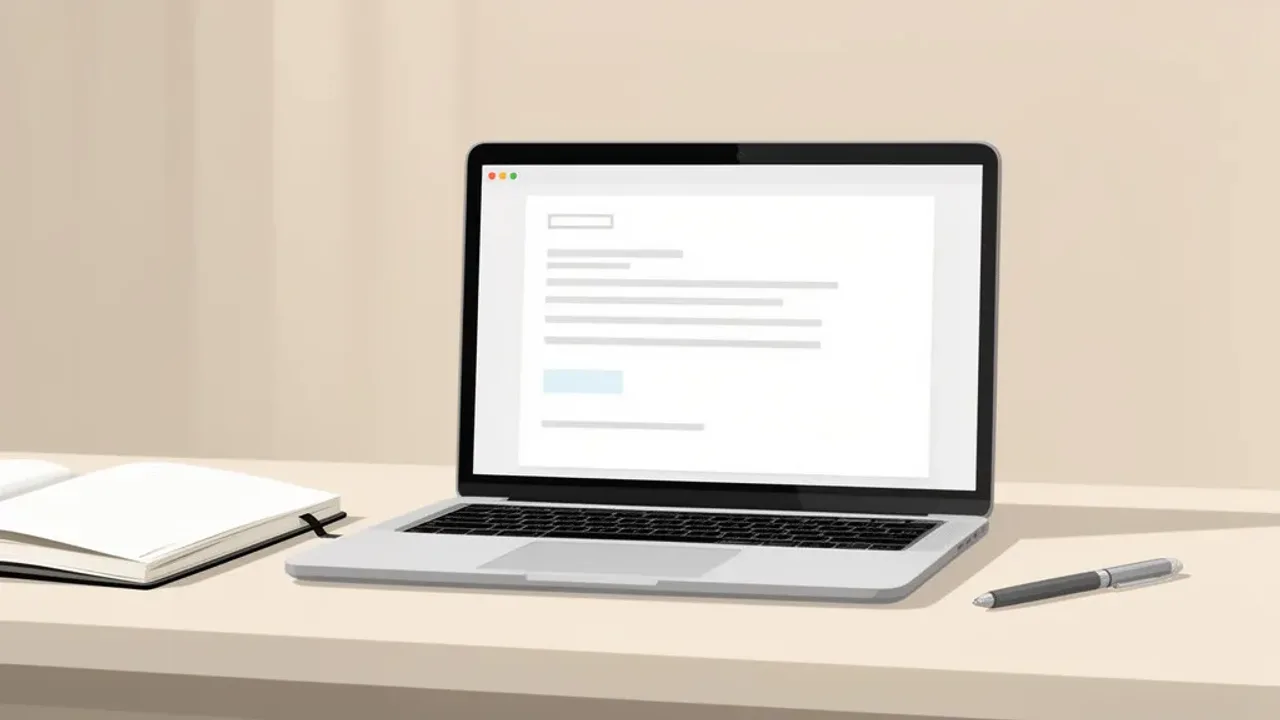 Jak napisać maila do dziekanatu? Praktyczny poradnik dla studenta Laptop z otwartą wiadomością e-mail jako poradnik jak napisać maila do dziekanatu na biurku studenta.