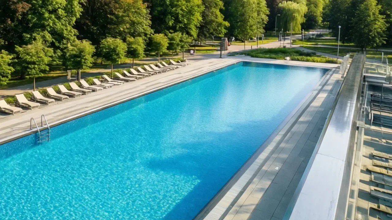 Otwarte baseny Warszawa 2025: baseny odkryte, harmonogram i ośrodki Nowoczesny basen olimpijski w otoczeniu zieleni jako przykład na otwarte baseny Warszawa.