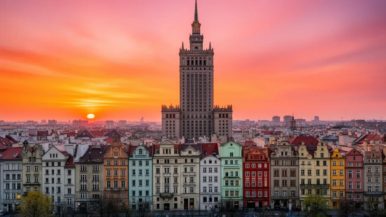 Warszawa w jeden dzień: jak zwiedzić stolicę w 1 dzień? Panorama centrum Warszawy z widocznym Pałacem Kultury i Nauki jako główny punkt planu warszawa w jeden dzień.